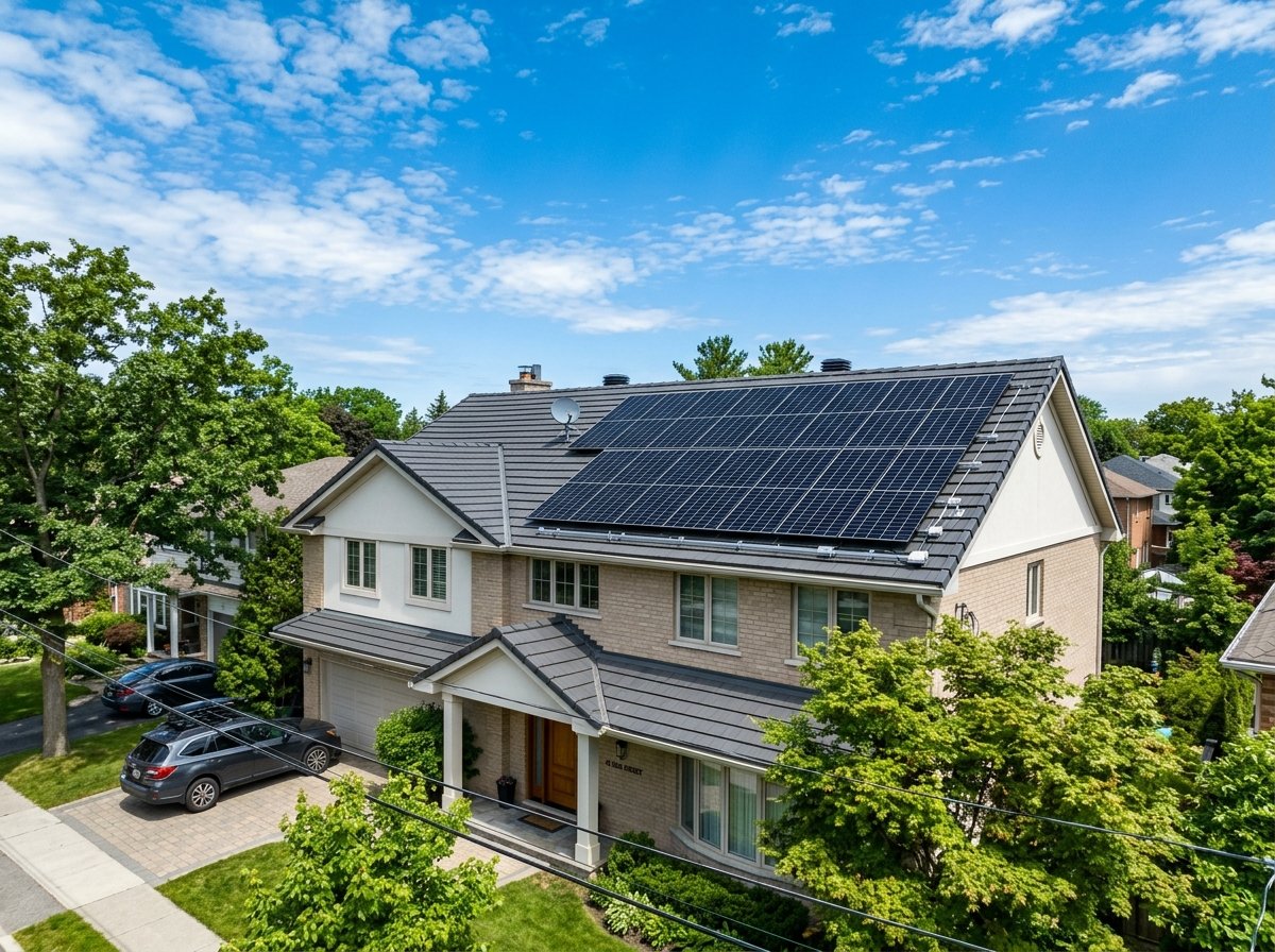 Rooftop solar panel installation